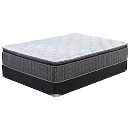 Queen Pillow Top Pocketed Coil Mattress and Wood Foundation